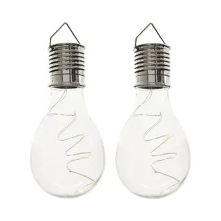 Lumineo Solar Hanglamp Bol/peertje - 2x - Transparant - Kunststof - 14 Cm - Buitenverlichting