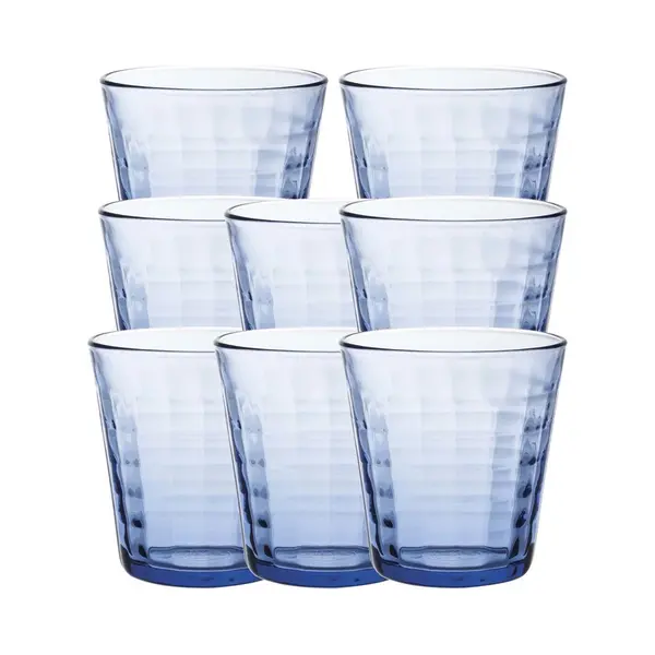 Duralex Drinkglazen Prisme - 8x Stuks - Blauw Transparant - 275 Cm - Drinkglas - Koffie/thee/water Glazen thumbnail