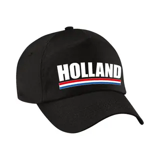 Bellatio Decorations Holland Supporters Pet Zwart Voor Jongens En Meisjes - Kinderpetten - Nederland Landen Baseball Cap - Supporter Accessoire