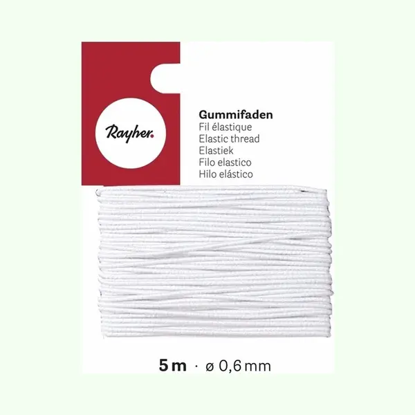 Rayher hobby materialen Hobby Elastiek - 2x - Wit - 0, 6 Mm Dikte - 5 Meter Lang - Hobbyband - Hobbyelastiek thumbnail