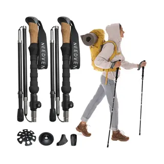 Needventure Nordic Walking Stokken - Lichtgewicht Inklapbaar - Trekkingstokken - Hiking - Wandelstokken - Trekking - Verstelbaar - Opvouwbaar - Alternatief