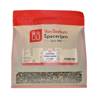 Van Beekum Specerijen - Jalapeno Peper Groen 2-3 Mm - 800 Gram (hersluitbare Stazak)