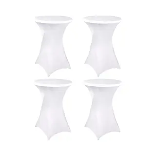Statafelrok - Set Van 4 Stuks - Statafelhoes - ∅ 80-85 X 110cm - Wasbare En Elastische Stof - Statafelrok Wit - Stretch Rok - Wit - Van Saaf