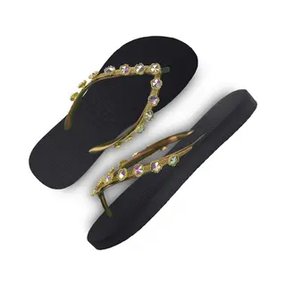 Uzurii Flower Aby Dames Slipper - Zwart - Maat 37/38
