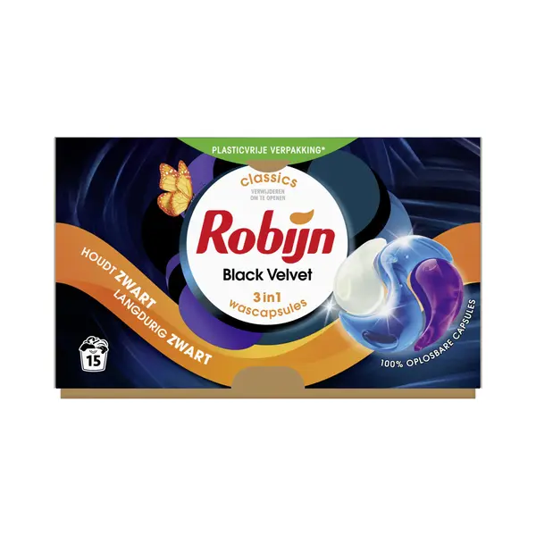 , Robijn Wascapsules 3-in1 Black Velvet 15 Stuks thumbnail