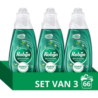 Robijn Advanced Quickwash Vloeibaar Wasmiddel - Spring Blossom - Ontwikkeld Voor Korte Wasprogramma's Met Pro-Speed Technologie - 3 X 22 Wasbeurten