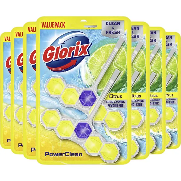 7x Glorix Toiletblok Power Clean Citroen 2 Stuks thumbnail