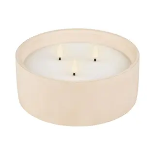 Lumineo Led Kaars/stompkaars - Met 3 Lonten - Beton Wit - D20 X H8 Cm - Voor Buiten