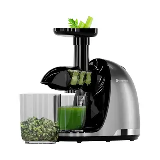 KitchenBrothers Slowjuicer - Pfas-Vrij - Juicer - Sapcentrifuge - Groenten En Fruitpers - 700ml - Met Pulpreservoir - Juice Maker - Grijs