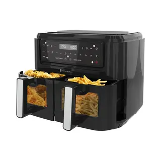 KitchenBrothers 8720195257110 friteuse Dubbel 9 l Vrijstaand 2400 W Heteluchtfriteuse Zwart