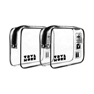 Trvlmore Transparente Kulturtasche - 2 Stück - Schwarz/Transparent