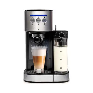 BluMill Koffiemachine - Pistonmachine - Incl. Automatische Melkschuimer & 2 Portafilters - 1, 2 Liter Waterreservoir - Zilver