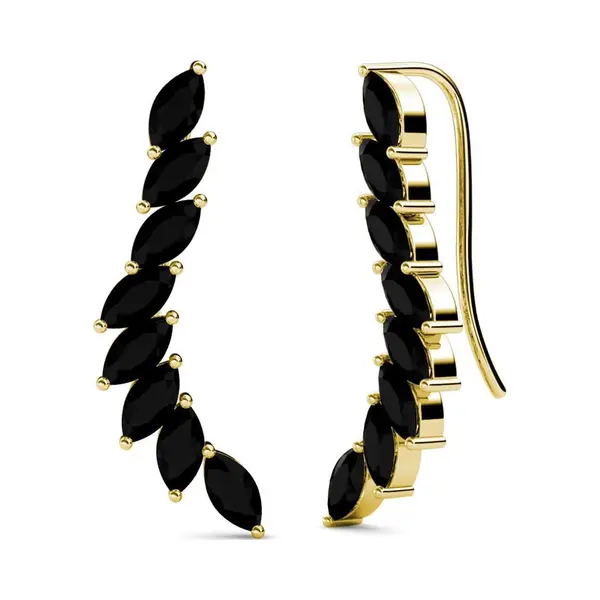 Yolora Lovables Yolora Damen Ohrringe - Kalpa Camaka Kristalle - Gold - Schwarzer Kristall - 18K Gelbgold Vergoldet - Damen Ohrringe Gold - Schmuck - Luxuriöse thumbnail