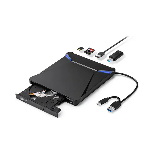 Uply Externe Dvd/Cd Speler & Brander - Windows/Mac - Usb-C/3.0 - Ingebouwde Sd/Tf-kaartlezer - Voor Laptop thumbnail