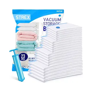 Strex Vacuumzakken Dekbedden&Kleding - 23 Stuks / 4 Maten - Reiszakken / Vacumeerzakken - Incl. Handpomp