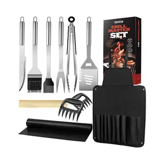 Squago Bbq Accesoires Xxl Set Met Schort - Gereedschap - Gereedschapset Tang Borstel Mat