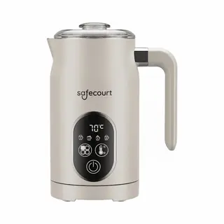 Safecourt Kitchen Elektrischer Milchaufschäumer - 100% Pfas-frei - Display & Temperaturkontrolle - 4-in-1 - 350ml - Beige