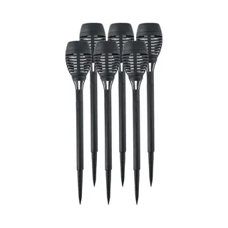 Grundig 6x Solar Tuinlampen Fakkels/toortsen Met Vlam Effect 48 Cm - Tuinverlichting - Tuinlampen - Solarlampen Op Zonne-energie