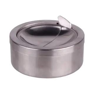 Hi Asbak Met Klep - Voor Tuin/terras - Rvs - Rond - D11 Cm - Zilver