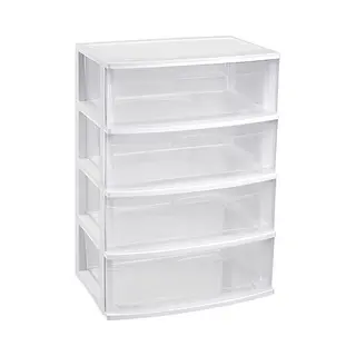 Plasticforte Ladekast/organizer Met 4 Lades Wit/transparant - 40 X 56 X 80 Cm - Ladekasten/organisers Kantoor