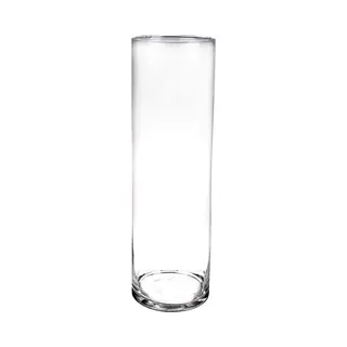 Bellatio Decorations Hoge Glazen Cilinder Bloemenvaas - H50 X D15 Cm - Transparant - Boeketvazen