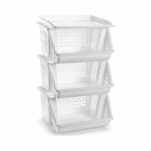 Plasticforte Opbergkrat - Wit - 3 Vakken - 62 Cm - Stapelkratten - Stapelbare Manden thumbnail