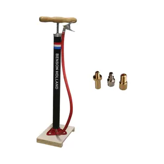 Benson Klassieke Fietspomp Met Houten Plank - Fietsaccessoires Fietsband Oppompen - Staande Fietsbandenpomp - Fietspompen - Geschikt Voor Alle Ventielen
