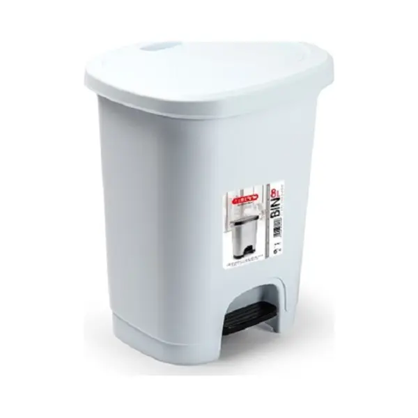 PlasticForte Pedaalemmer - 8 Liter - Wit - Kunststof - 25 X 21 X 30 Cm - Prullenbak thumbnail