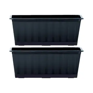 Prosperplast Plantenbak/bloembak/balkonbak Agro - 2x - Antraciet - Kunststof - 50 X 18 X 14 Cm