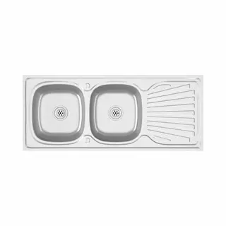 VidaXL Gootsteen Dubbele Bakken 1200x500x155 Mm Roestvrij Staal Zilver