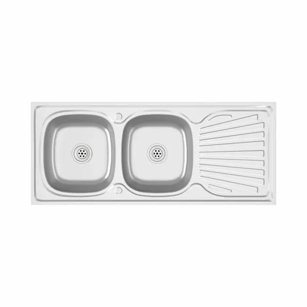 VidaXL Gootsteen Dubbele Bakken 1200x500x155 Mm Roestvrij Staal Zilver thumbnail