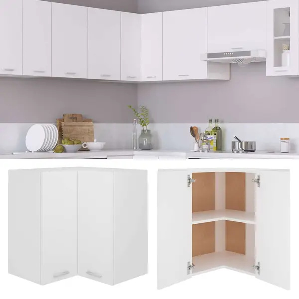 Hanging Corner Cabinet Lyon White 57x57x60 Cm Engineered Wood Vidaxl thumbnail