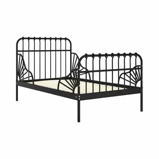 Vidaxl - Extendable Bed Frame Without Mattress Black Metal 80x130/200 Cm