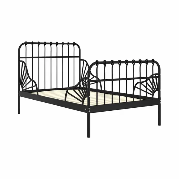 Vidaxl - Extendable Bed Frame Without Mattress Black Metal 80x130/200 Cm thumbnail