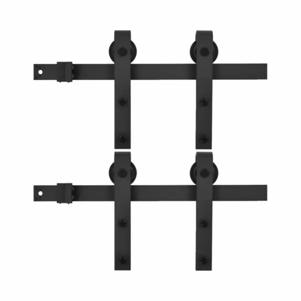 Sliding Door Hardware Kits 2 Pcs 200 Cm Steel Black Vidaxl thumbnail