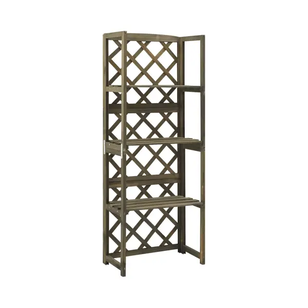 VidaXL - Latwerk - Met - Schappen - 55x30x140 - Cm - Massief - Vurenhout - Grijs thumbnail
