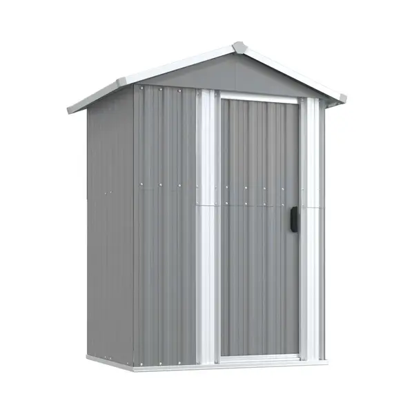VidaXL 4.1 X 3.2ft Grey Galvanised Steel Apex Garden Shed - Size, 3.2 X 4ft - Wilko thumbnail
