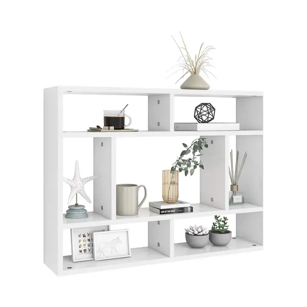 VidaXL Wandschap 75x16x55 Cm Bewerkt Hout Wit thumbnail