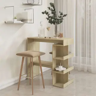 Bar Table With Storage Rack Sonoma Oak 100x50x101.5 Cm Engineered Wood Vidaxl