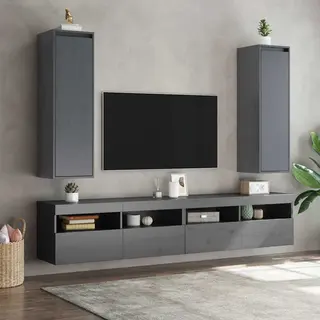 Wall Cabinets 2 Pcs Grey 30x30x100 Cm Solid Pinewood Vidaxl