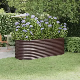 Garden Raised Bed Galvanised Steel 224x80x68 Cm Brown Vidaxl