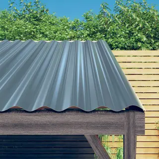 Roof Panels 12 Pcs Galvanised Steel Grey 100x36 Cm Vidaxl