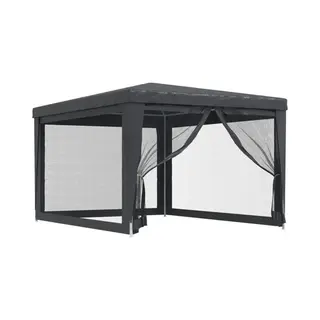 VidaXL - Partytent - Met - 4 - Mesh - Zijwanden - 3x4 - M - Hdpe - Antracietkleurig