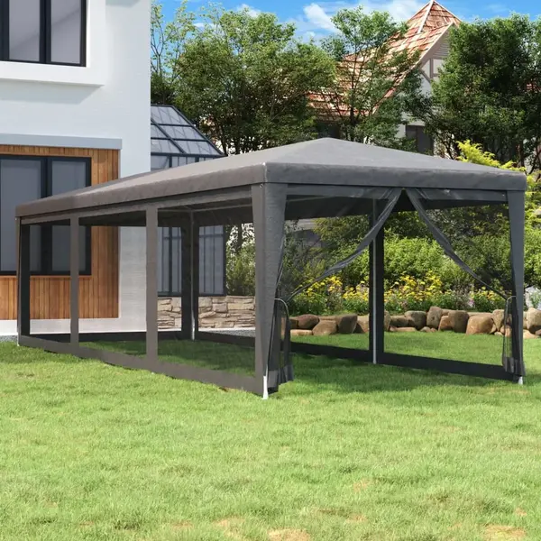 VidaXL 3 X 9m Anthracite Foldable Party Tent With 8 Mesh Sidewalls - Grey - Wilko thumbnail