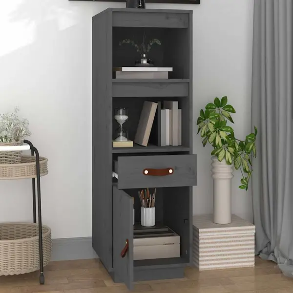 Highboard Grey 34x40x108, 5 Cm Solid Wood Pine Vidaxl thumbnail