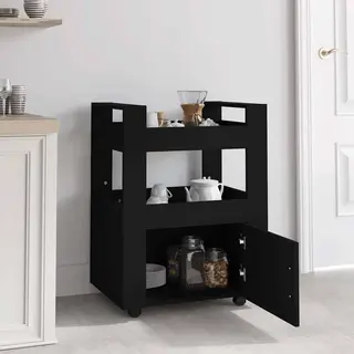 VidaXL Keukentrolley 60x45x80 Cm Bewerkt Hout Zwart
