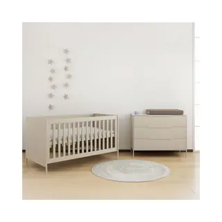 Born Lucky Belmond Meegroei Babykamer 2 Delig Compleet – Baby Bed 70x140 Cm & Commode – Clay