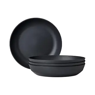 Mepal - Silueta Soepbord 4-delig - Vaatwasser- En Magnetronbestendig - Kunststof Borden - Platte Borden - Servies - 21 Cm - Nordic Black
