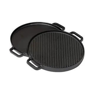 Blackwell Grillplaat Bbq Gietijzer – Ø 30 Cm – 2-Zijdig – Zonder Antiaanbaklaag – Eén Kant Glad, Eén Kant Geribbeld – Geschikt Voor Bbq,