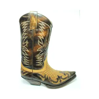Sendra Boots 3241 Bruin Dames Heren Laarzen Trenzado Cuervo Ibiza Handgemaakt Spitse Cowboy Western Schuine Hak Gevlochten Wreef Echt Leer